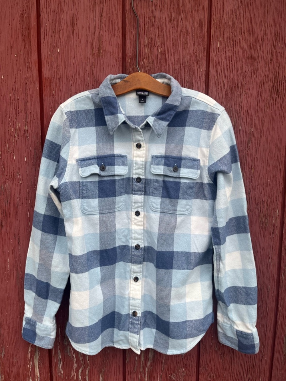 Patagonia Kids Blue and White Checkered Shirt